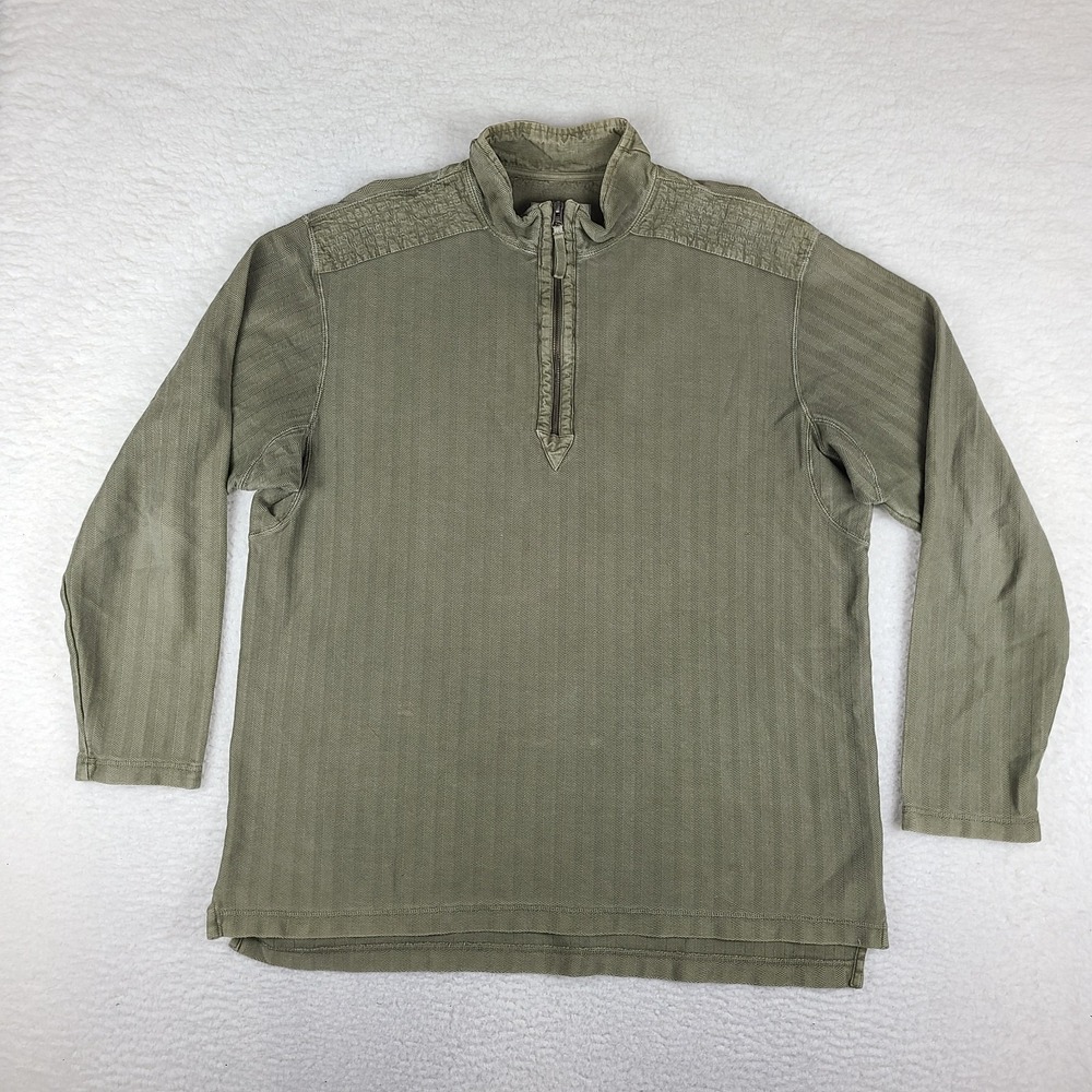The Territory Ahead Sweater Mens XL Sage Green Herrinbone Quarter Zip Sweatshirt